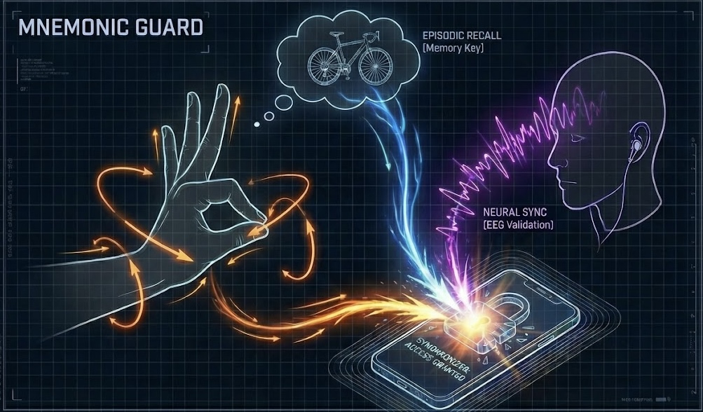 Mnemonic Guard – Jutsu Synchronization: Episodic Recall, Neural Sync (EEG Validation), and Motor Fingerprinting